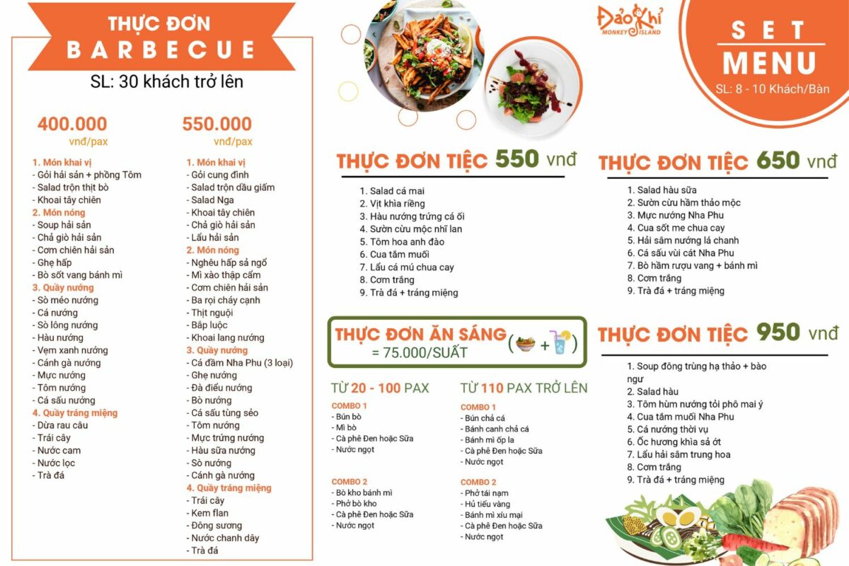 menu nhà hàng đảo khỉ nha trang