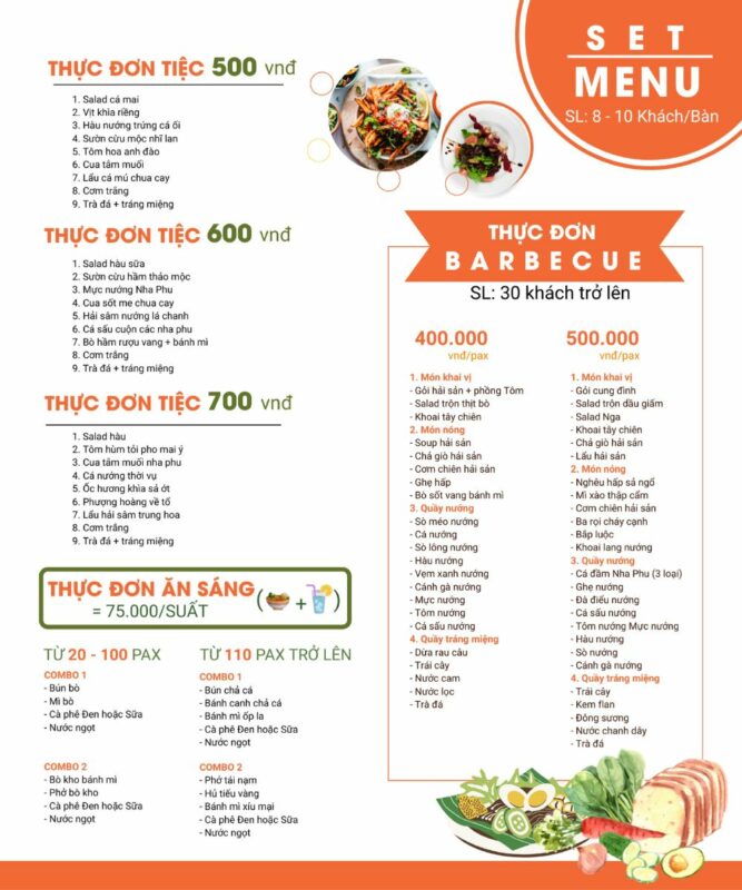 menu nhà hàng đảo khỉ nha trang